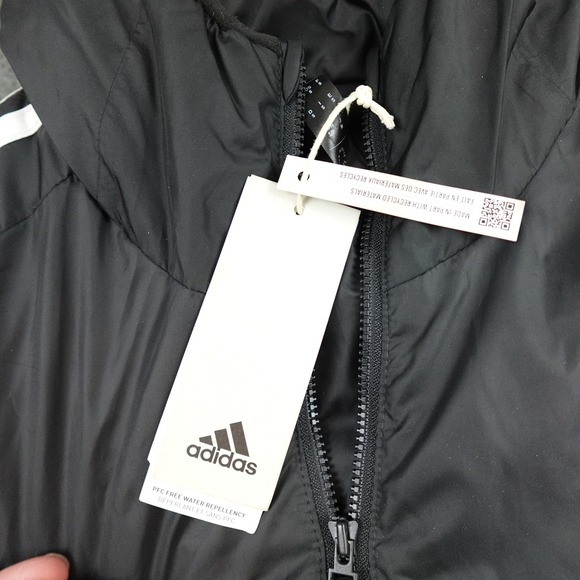 Adidas Essentials Insulated Hooded Jacket Mens Small Black 3 Stripe GH4601 - Picture 5 of 12